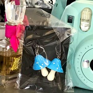 Blue mushroom earrings 🍄